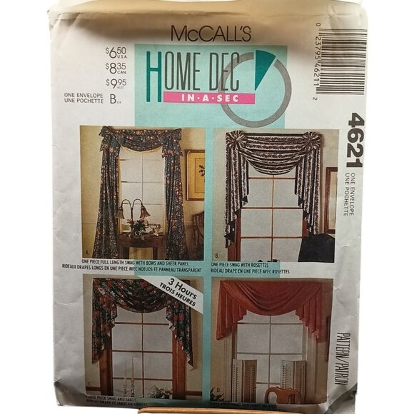 McCall's Other - Vintage McCalls Home Dec In-A-Sec Pattern 4621 For Elegant Window Treatments
